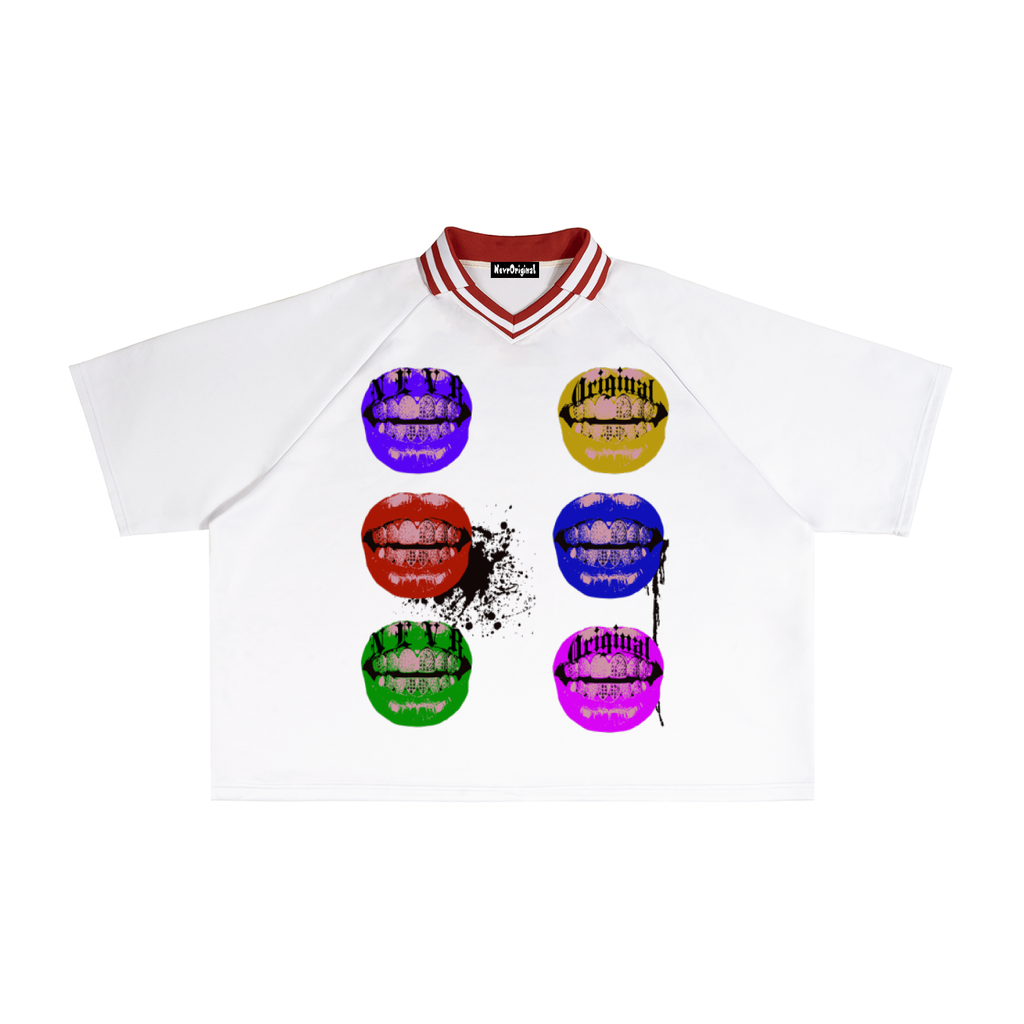 Contrast Lapel Collar Boxy T-Shirt